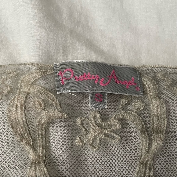 Pretty Angel SMALL Sheer Embroidered Jacket long sleeve top gray white - Picture 2 of 6